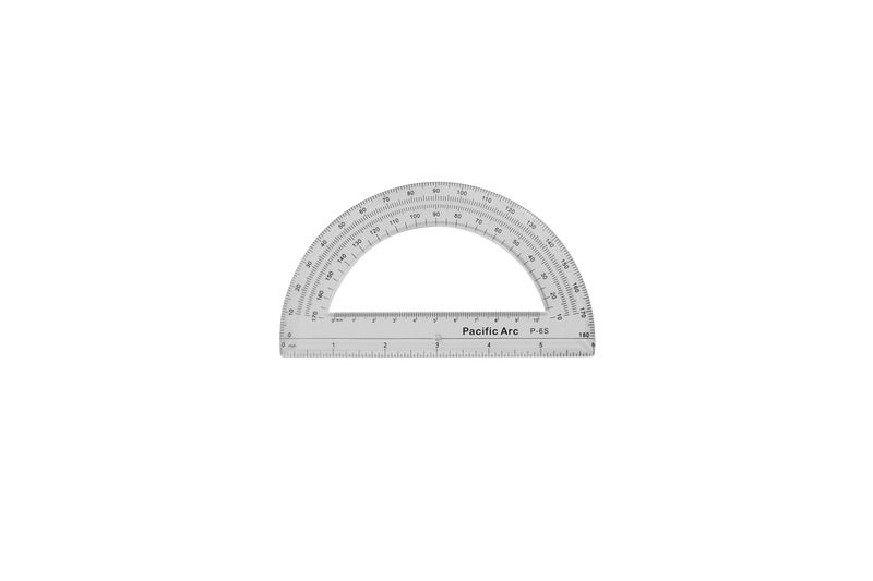 Pacific Arc's 6 Inch Plastic Protractor Clear Ruler - Image 1